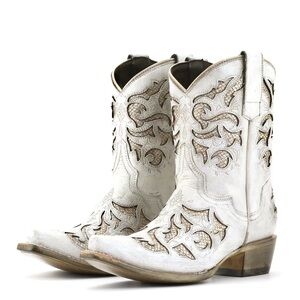 J.B. Dillon Reserve Short Off White Sparkle Inlay Snip Toe